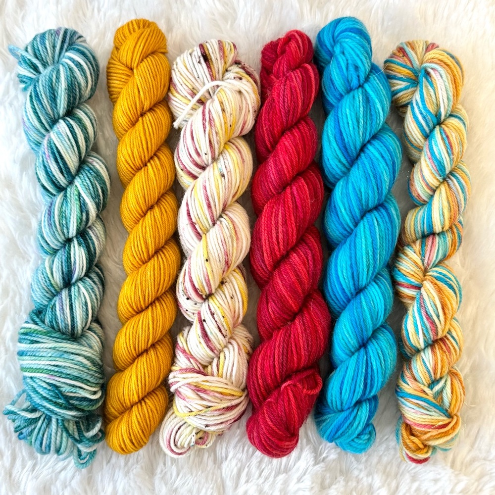 Mini Sock Yarn Lot (6) 20g Each SW Fingering Merino